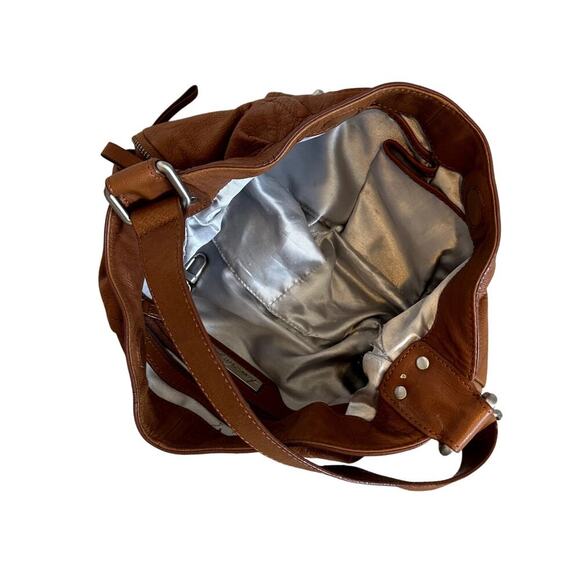 Kenneth Cole New York Cognac Leather Shoulder Bag Purse Hobo - Picture 2 of 6